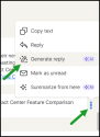 Messages - Use Generate reply in the More menu to reply to any message
